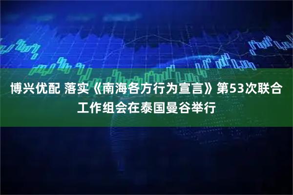 博兴优配 落实《南海各方行为宣言》第53次联合工作组会在泰国曼谷举行